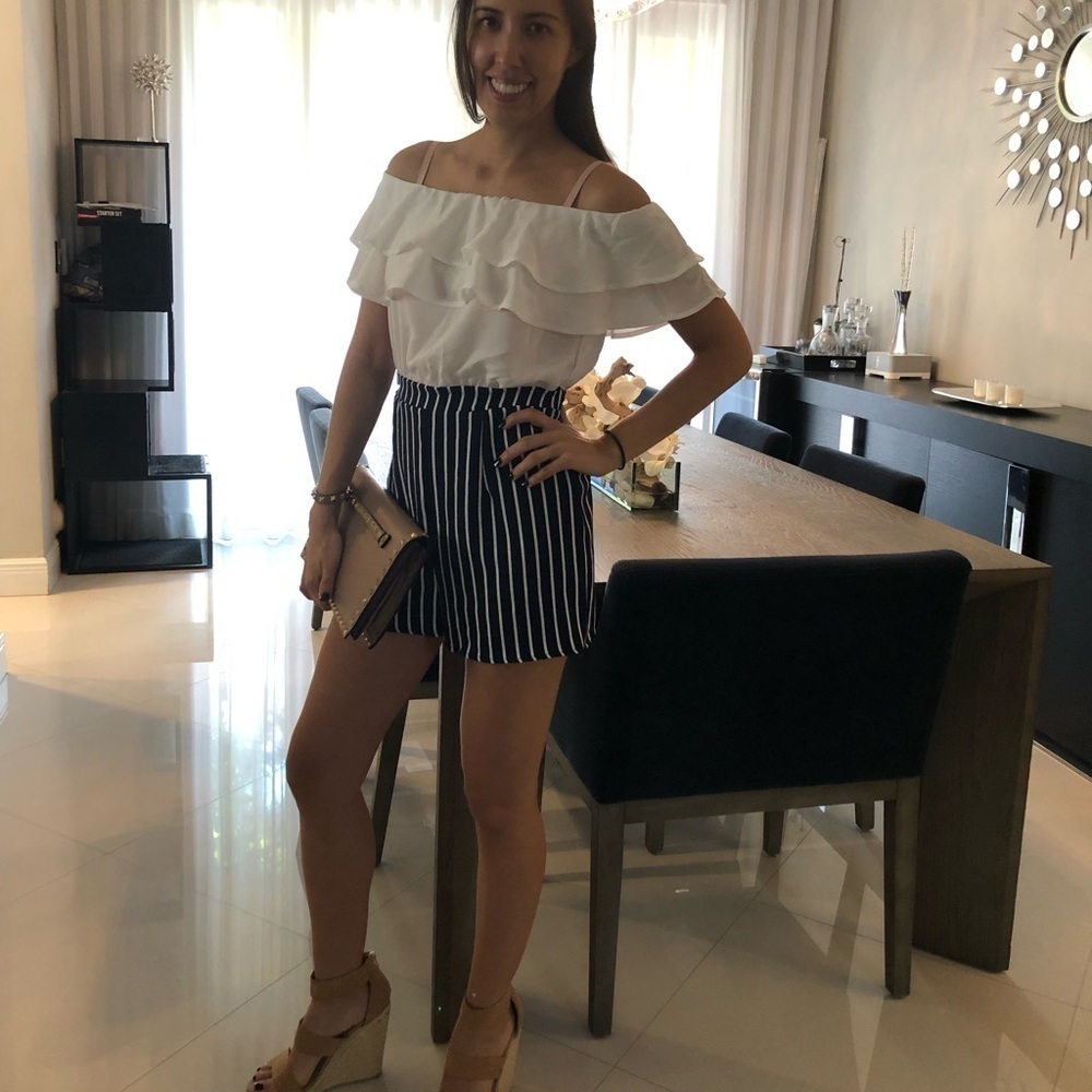 Shop17 White Ruffle Striped Romper - Picture 3 of 5